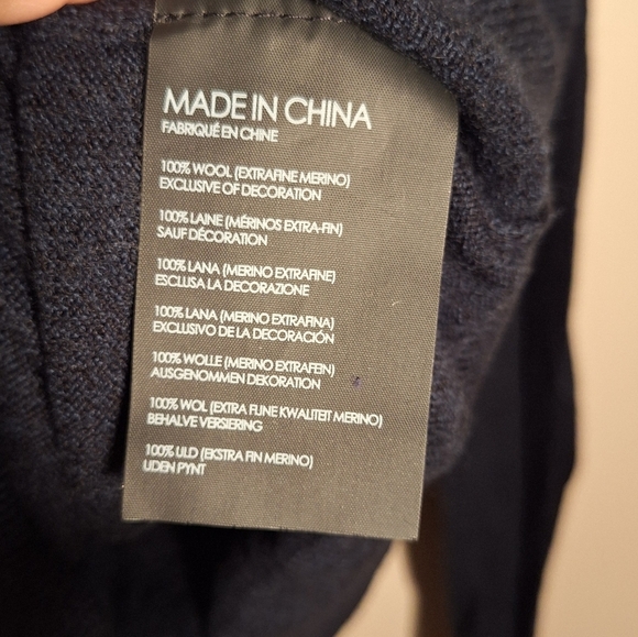 Club Monaco 100% Wool Navy Blue 1/4 Zip Sweater Ladies S/P Old Money Preppy - Picture 6 of 6